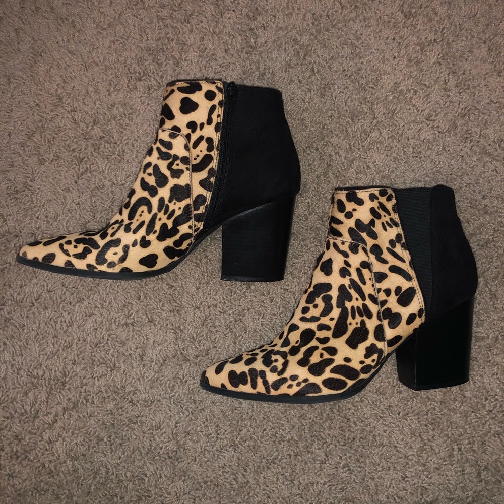 Bar III by Macy’s leopard ankle boots booties